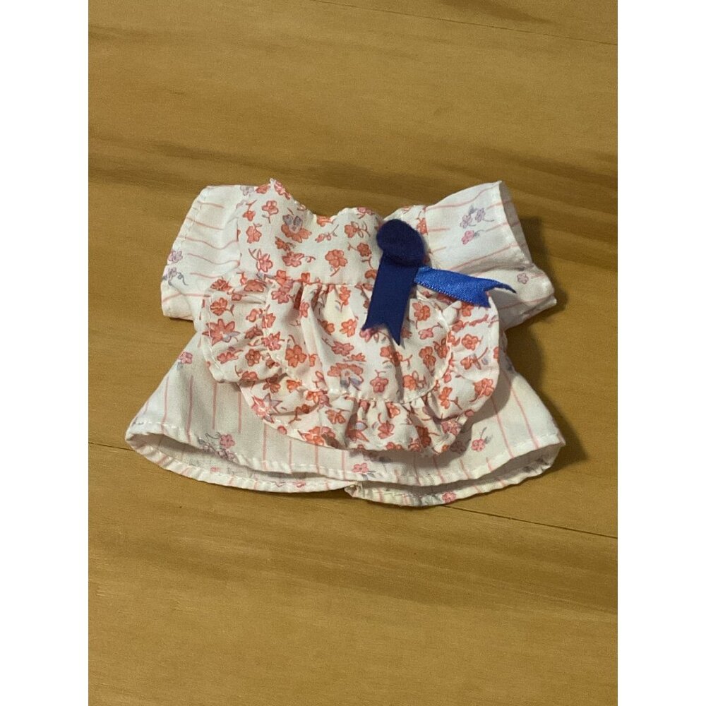 Floral Baby Doll Dress With Blue Bow & Striped Pattern